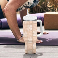 Beige Palaka Quilt Hawaii Tumbler With Handle Traditional Hawaii-plaid Pattern - Polynesian Pride