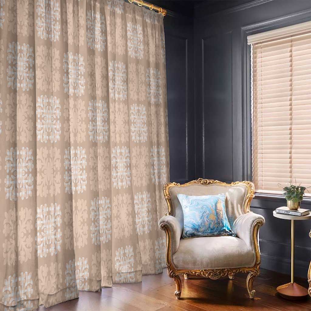 Beige Palaka Quilt Hawaii Window Curtain Traditional Hawaii-plaid Pattern - Polynesian Pride