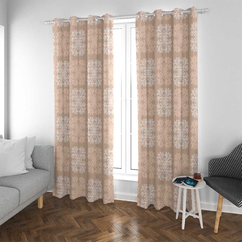 Beige Palaka Quilt Hawaii Window Curtain Traditional Hawaii-plaid Pattern - Polynesian Pride