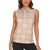 Beige Palaka Quilt Hawaii Women Sleeveless Polo Shirt Traditional Hawaii-plaid Pattern - Polynesian Pride