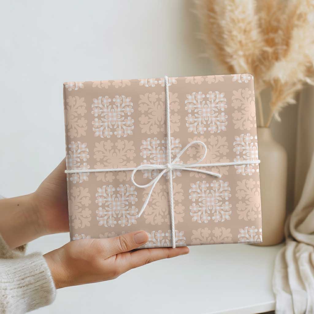 Beige Palaka Quilt Hawaii Wrapping Paper Traditional Hawaii-plaid Pattern - Polynesian Pride