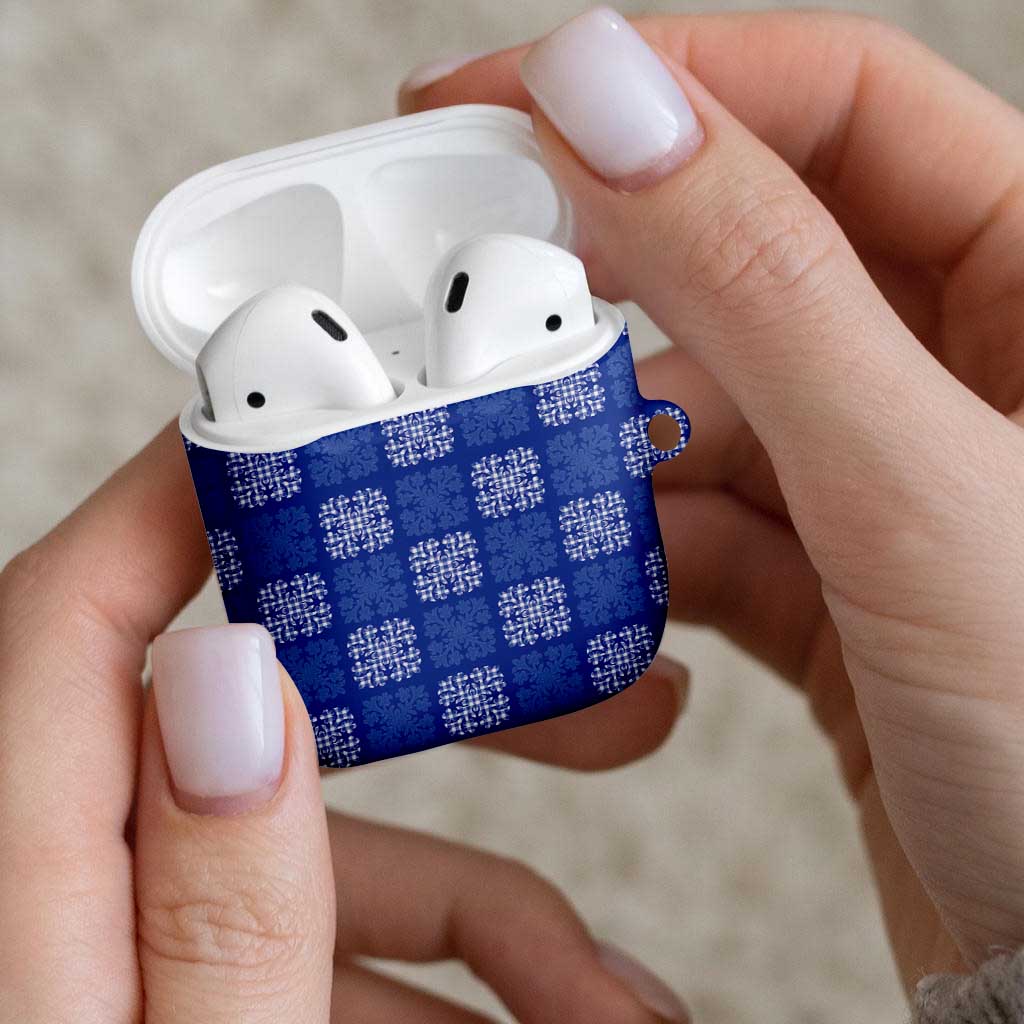 Royal Blue Palaka Quilt Hawaii AirPods Case Traditional Hawaii-plaid Pattern - Polynesian Pride