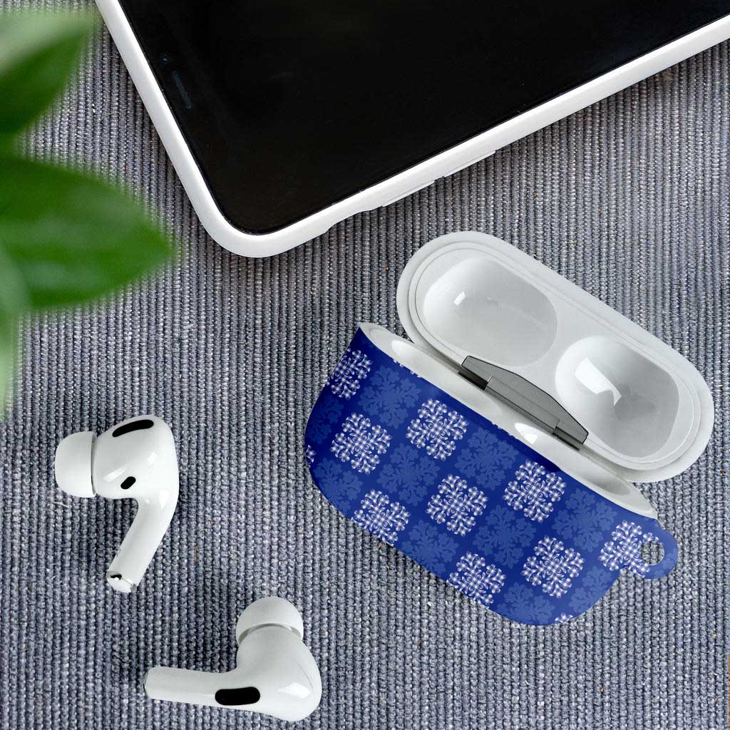Royal Blue Palaka Quilt Hawaii AirPods Case Traditional Hawaii-plaid Pattern - Polynesian Pride