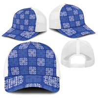 Royal Blue Palaka Quilt Hawaii Baseball Net Cap Traditional Hawaii-plaid Pattern - Polynesian Pride