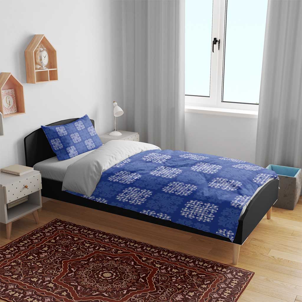 Royal Blue Palaka Quilt Hawaii Bedding Set Traditional Hawaii-plaid Pattern - Polynesian Pride