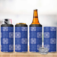 Royal Blue Palaka Quilt Hawaii 4 in 1 Can Cooler Tumbler Traditional Hawaii-plaid Pattern - Polynesian Pride