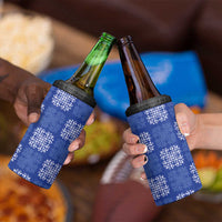 Royal Blue Palaka Quilt Hawaii 4 in 1 Can Cooler Tumbler Traditional Hawaii-plaid Pattern - Polynesian Pride
