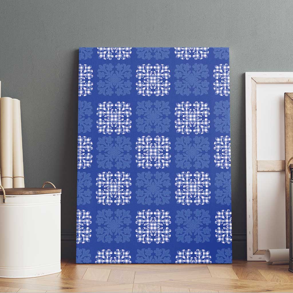 Royal Blue Palaka Quilt Hawaii Canvas Wall Art Traditional Hawaii-plaid Pattern - Polynesian Pride
