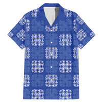 Royal Blue Palaka Quilt Hawaii Family Matching Mermaid Dress and Hawaiian Shirt Traditional Hawaii-plaid Pattern LT14 Dad's Shirt - Short Sleeve Royal Blue - Polynesian Pride