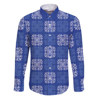 Royal Blue Palaka Quilt Hawaii Family Matching Off Shoulder Short Dress and Hawaiian Shirt Traditional Hawaii-plaid Pattern - Polynesian Pride