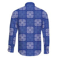Royal Blue Palaka Quilt Hawaii Family Matching Off Shoulder Short Dress and Hawaiian Shirt Traditional Hawaii-plaid Pattern - Polynesian Pride