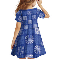 Royal Blue Palaka Quilt Hawaii Family Matching Short Sleeve Bodycon Dress and Hawaiian Shirt Traditional Hawaii-plaid Pattern LT14 - Polynesian Pride