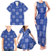 Royal Blue Palaka Quilt Hawaii Family Matching Tank Maxi Dress and Hawaiian Shirt Traditional Hawaii-plaid Pattern LT14 - Polynesian Pride