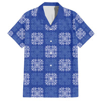 Royal Blue Palaka Quilt Hawaii Family Matching Tank Maxi Dress and Hawaiian Shirt Traditional Hawaii-plaid Pattern LT14 Dad's Shirt - Short Sleeve Royal Blue - Polynesian Pride