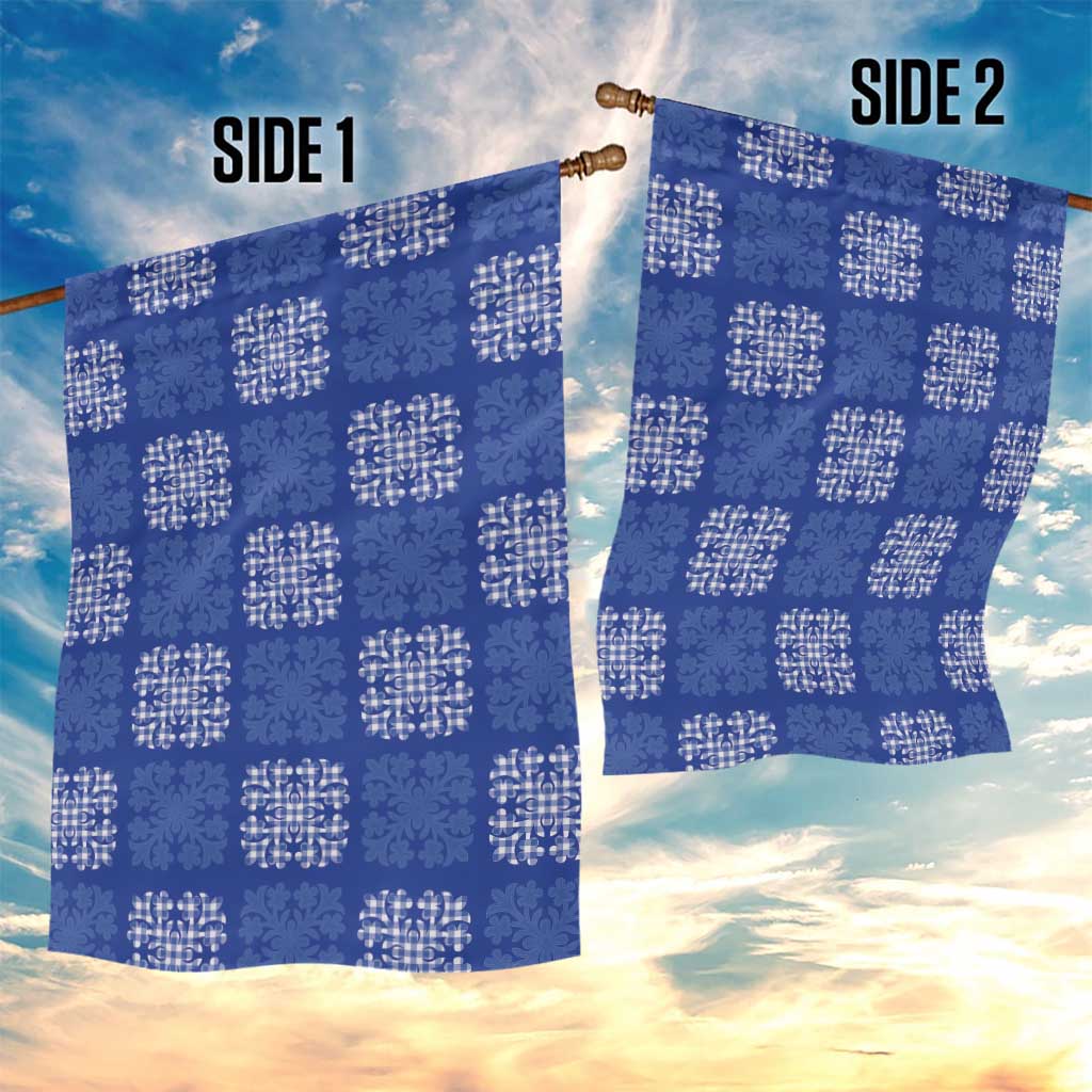 Royal Blue Palaka Quilt Hawaii Garden Flag Traditional Hawaii-plaid Pattern - Polynesian Pride