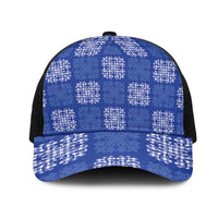 Royal Blue Palaka Quilt Hawaii Mesh Trucker Cap Traditional Hawaii-plaid Pattern - Polynesian Pride
