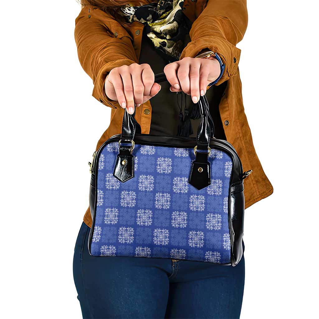 Royal Blue Palaka Quilt Hawaii Shoulder Handbag Traditional Hawaii-plaid Pattern - Polynesian Pride