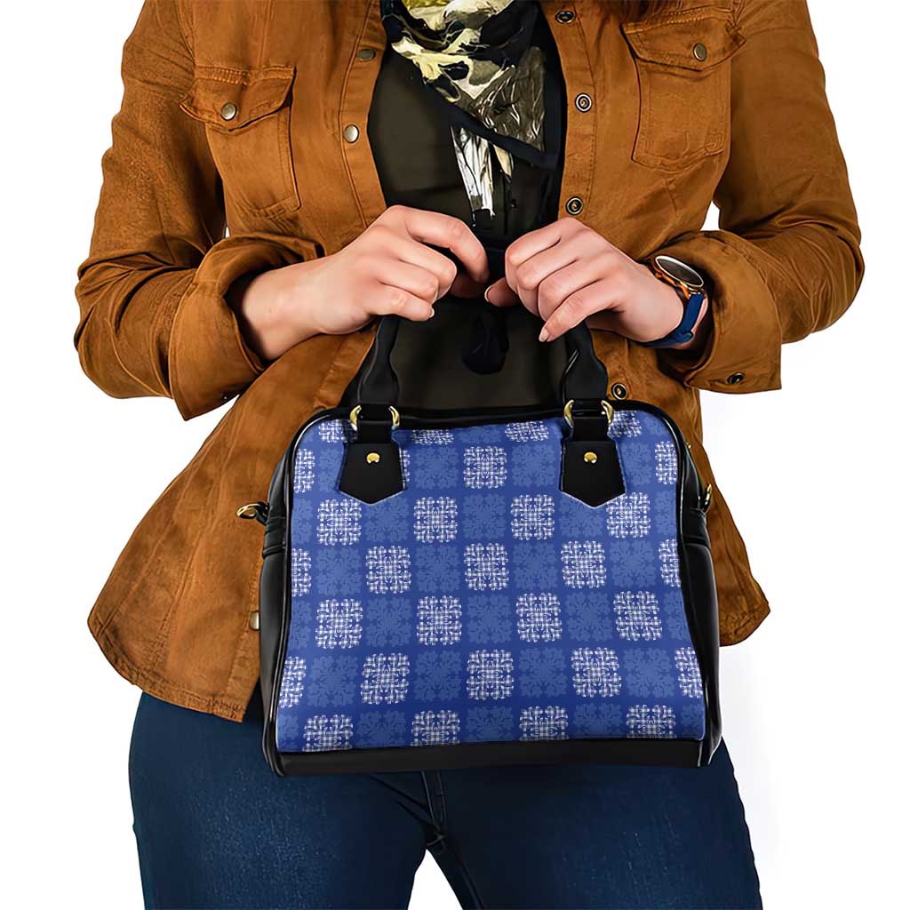 Royal Blue Palaka Quilt Hawaii Shoulder Handbag Traditional Hawaii-plaid Pattern - Polynesian Pride