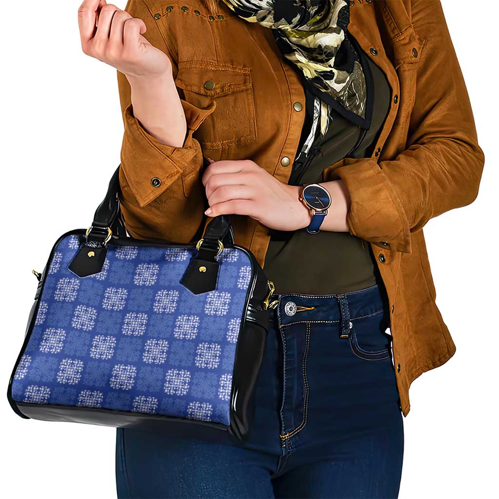 Royal Blue Palaka Quilt Hawaii Shoulder Handbag Traditional Hawaii-plaid Pattern - Polynesian Pride