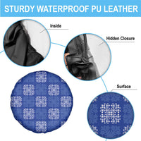 Royal Blue Palaka Quilt Hawaii Spare Tire Cover Traditional Hawaii-plaid Pattern - Polynesian Pride