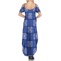 Royal Blue Palaka Quilt Hawaii Summer Maxi Dress Traditional Hawaii-plaid Pattern - Polynesian Pride