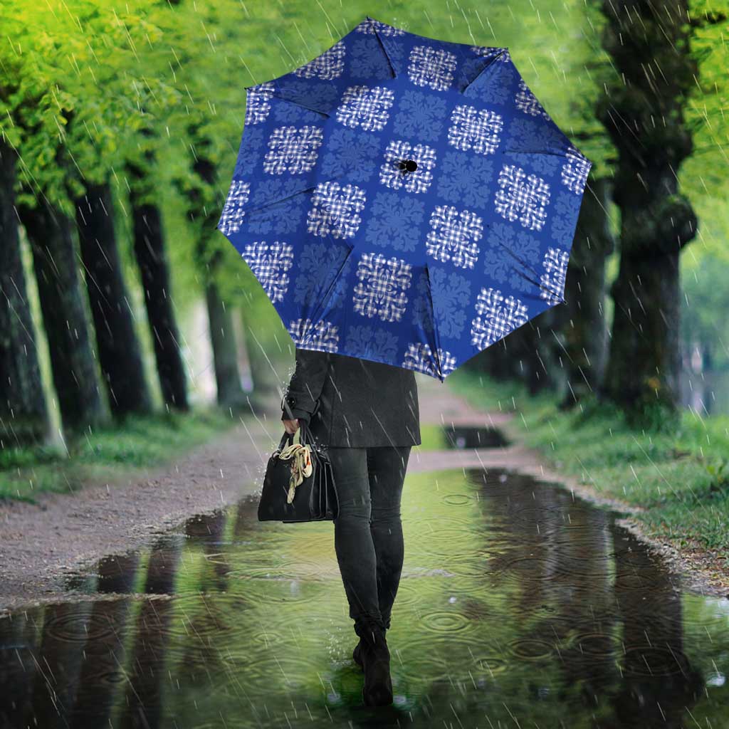 Royal Blue Palaka Quilt Hawaii Umbrella Traditional Hawaii-plaid Pattern - Polynesian Pride
