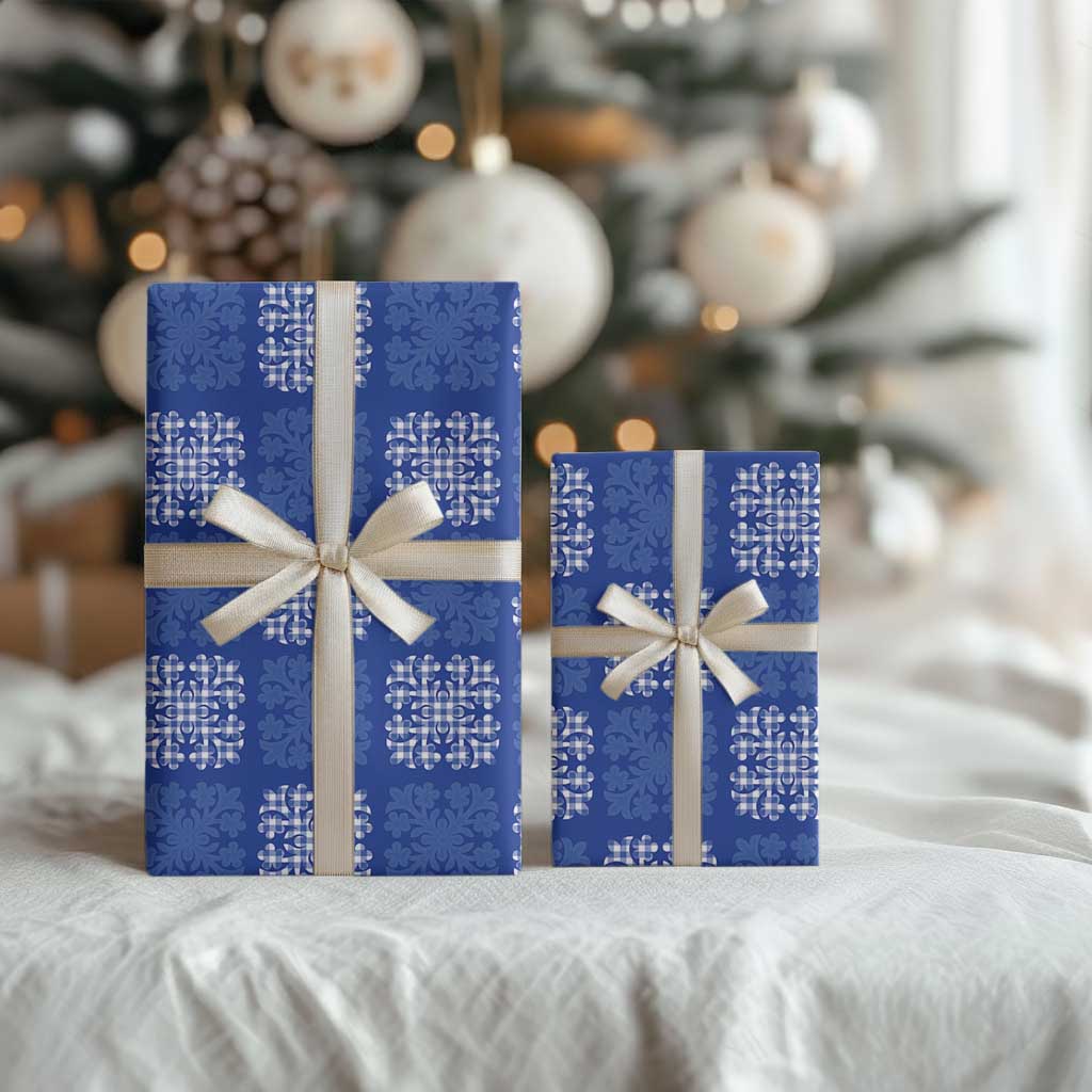 Royal Blue Palaka Quilt Hawaii Wrapping Paper Traditional Hawaii-plaid Pattern - Polynesian Pride