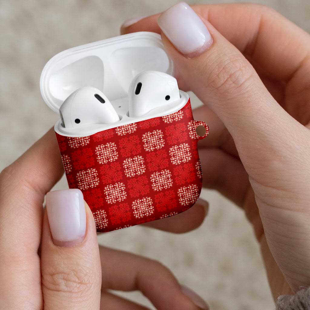 Red Palaka Quilt Hawaii AirPods Case Traditional Hawaii-plaid Pattern - Polynesian Pride