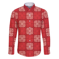 Red Palaka Quilt Hawaii Family Matching Long Sleeve Bodycon Dress and Hawaiian Shirt Traditional Hawaii-plaid Pattern LT14 Dad's Shirt - Long Sleeve Red - Polynesian Pride