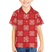 Red Palaka Quilt Hawaii Family Matching Long Sleeve Bodycon Dress and Hawaiian Shirt Traditional Hawaii-plaid Pattern LT14 Son's Shirt Red - Polynesian Pride
