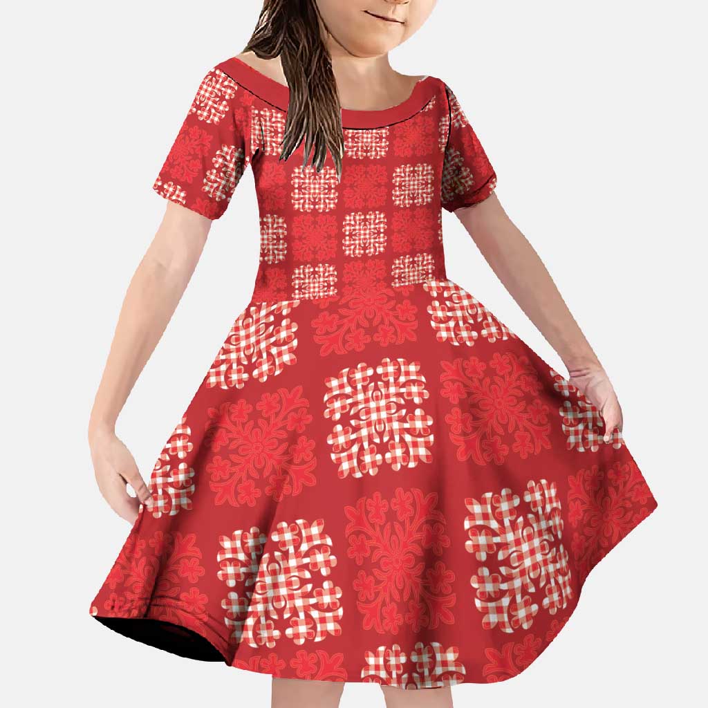 Red Palaka Quilt Hawaii Family Matching Mermaid Dress and Hawaiian Shirt Traditional Hawaii-plaid Pattern - Polynesian Pride