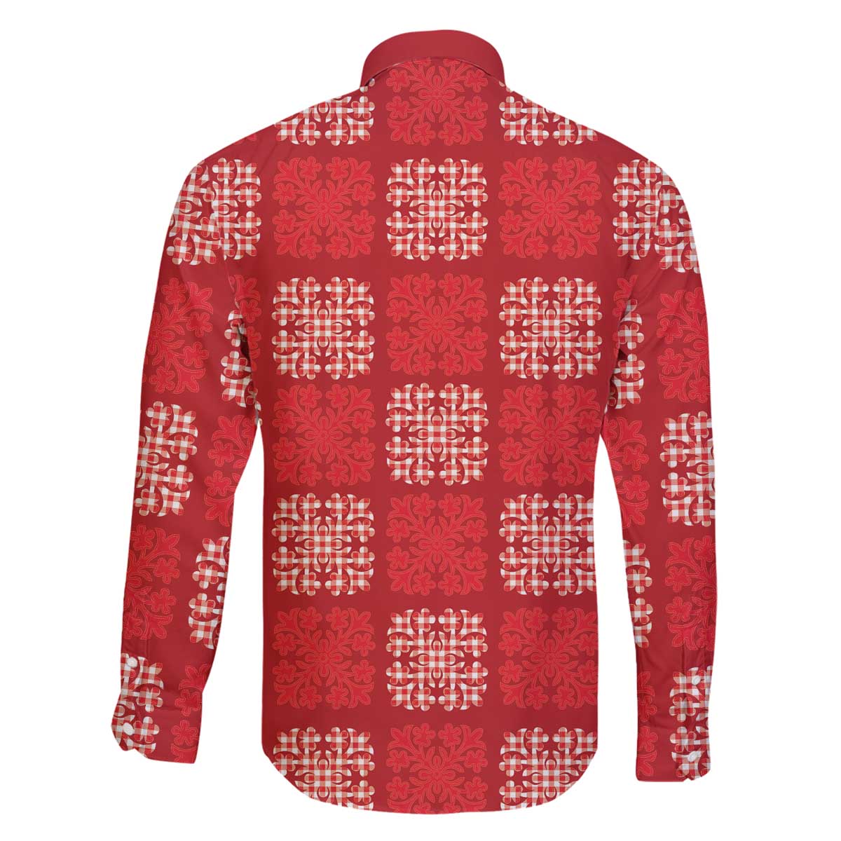 Red Palaka Quilt Hawaii Family Matching Off The Shoulder Long Sleeve Dress and Hawaiian Shirt Traditional Hawaii-plaid Pattern LT14 - Polynesian Pride