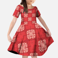 Red Palaka Quilt Hawaii Family Matching Off Shoulder Maxi Dress and Hawaiian Shirt Traditional Hawaii-plaid Pattern - Polynesian Pride