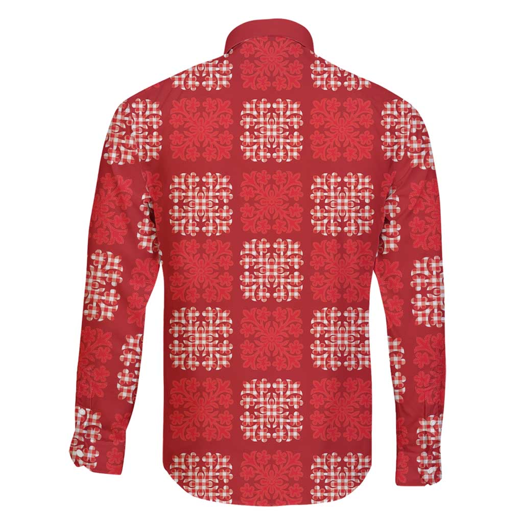 Red Palaka Quilt Hawaii Family Matching Off Shoulder Maxi Dress and Hawaiian Shirt Traditional Hawaii-plaid Pattern - Polynesian Pride