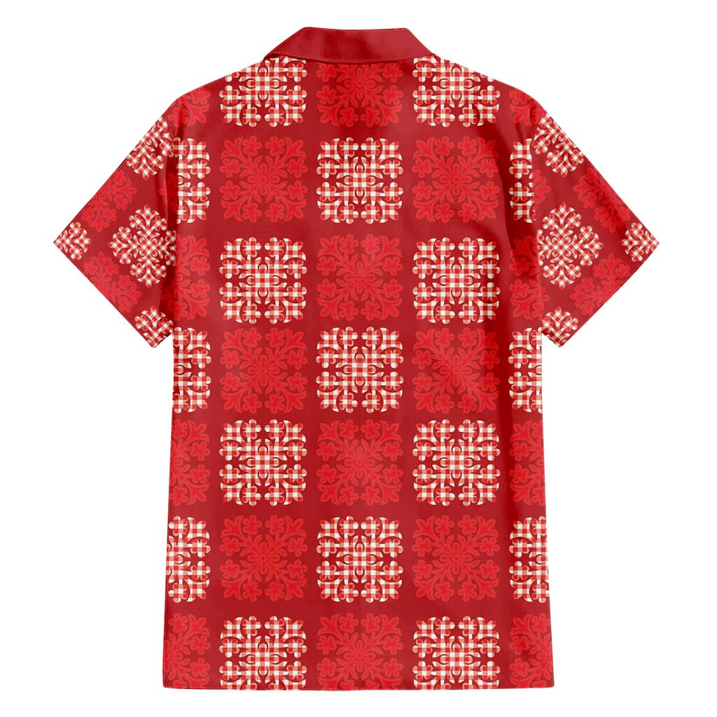 Red Palaka Quilt Hawaii Family Matching Short Sleeve Bodycon Dress and Hawaiian Shirt Traditional Hawaii-plaid Pattern LT14 - Polynesian Pride