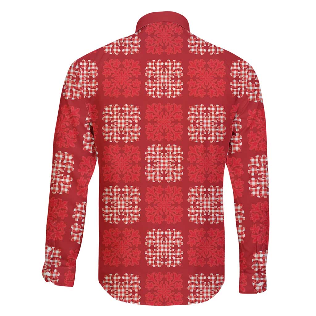 Red Palaka Quilt Hawaii Family Matching Short Sleeve Bodycon Dress and Hawaiian Shirt Traditional Hawaii-plaid Pattern LT14 - Polynesian Pride