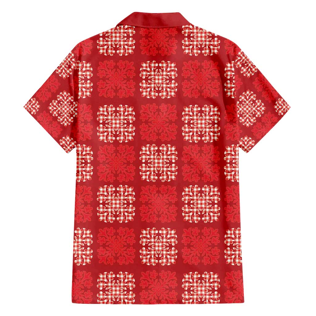 Red Palaka Quilt Hawaii Family Matching Summer Maxi Dress and Hawaiian Shirt Traditional Hawaii-plaid Pattern - Polynesian Pride