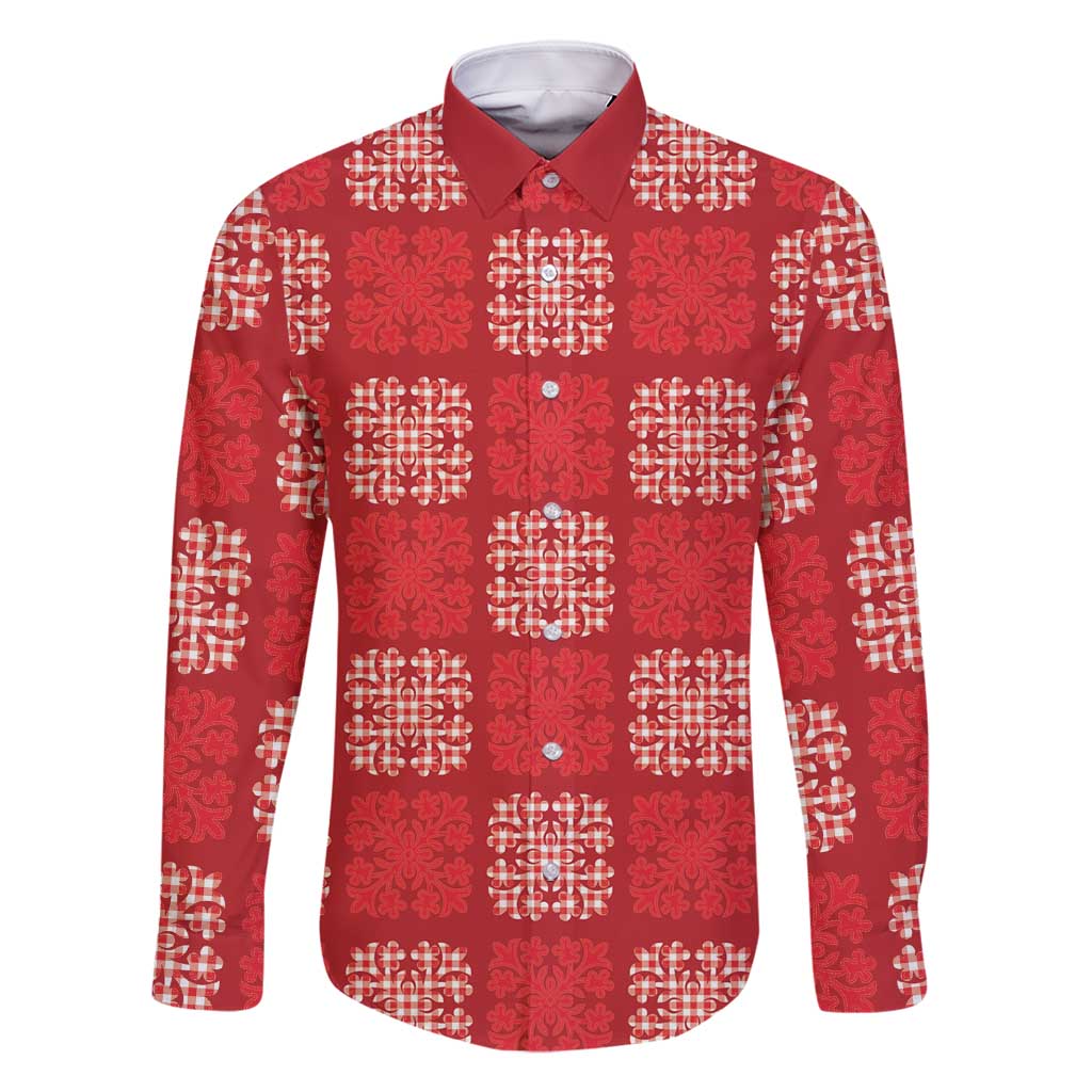 Red Palaka Quilt Hawaii Family Matching Summer Maxi Dress and Hawaiian Shirt Traditional Hawaii-plaid Pattern - Polynesian Pride