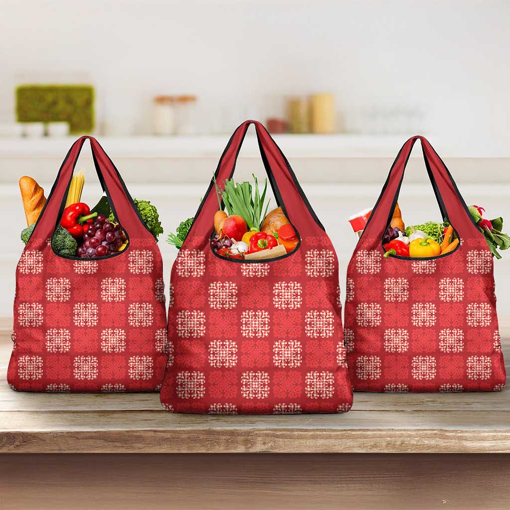 Red Palaka Quilt Hawaii Grocery Bag Traditional Hawaii-plaid Pattern - Polynesian Pride