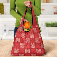 Red Palaka Quilt Hawaii Grocery Bag Traditional Hawaii-plaid Pattern - Polynesian Pride