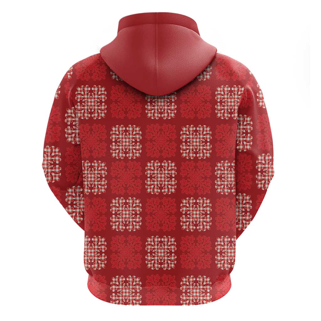Red Palaka Quilt Hawaii Hoodie Traditional Hawaii-plaid Pattern - Polynesian Pride