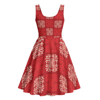 Red Palaka Quilt Hawaii Midi Dress Traditional Hawaii-plaid Pattern - Polynesian Pride