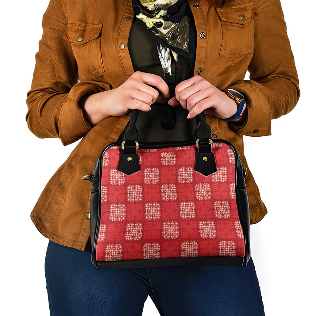 Red Palaka Quilt Hawaii Shoulder Handbag Traditional Hawaii-plaid Pattern - Polynesian Pride
