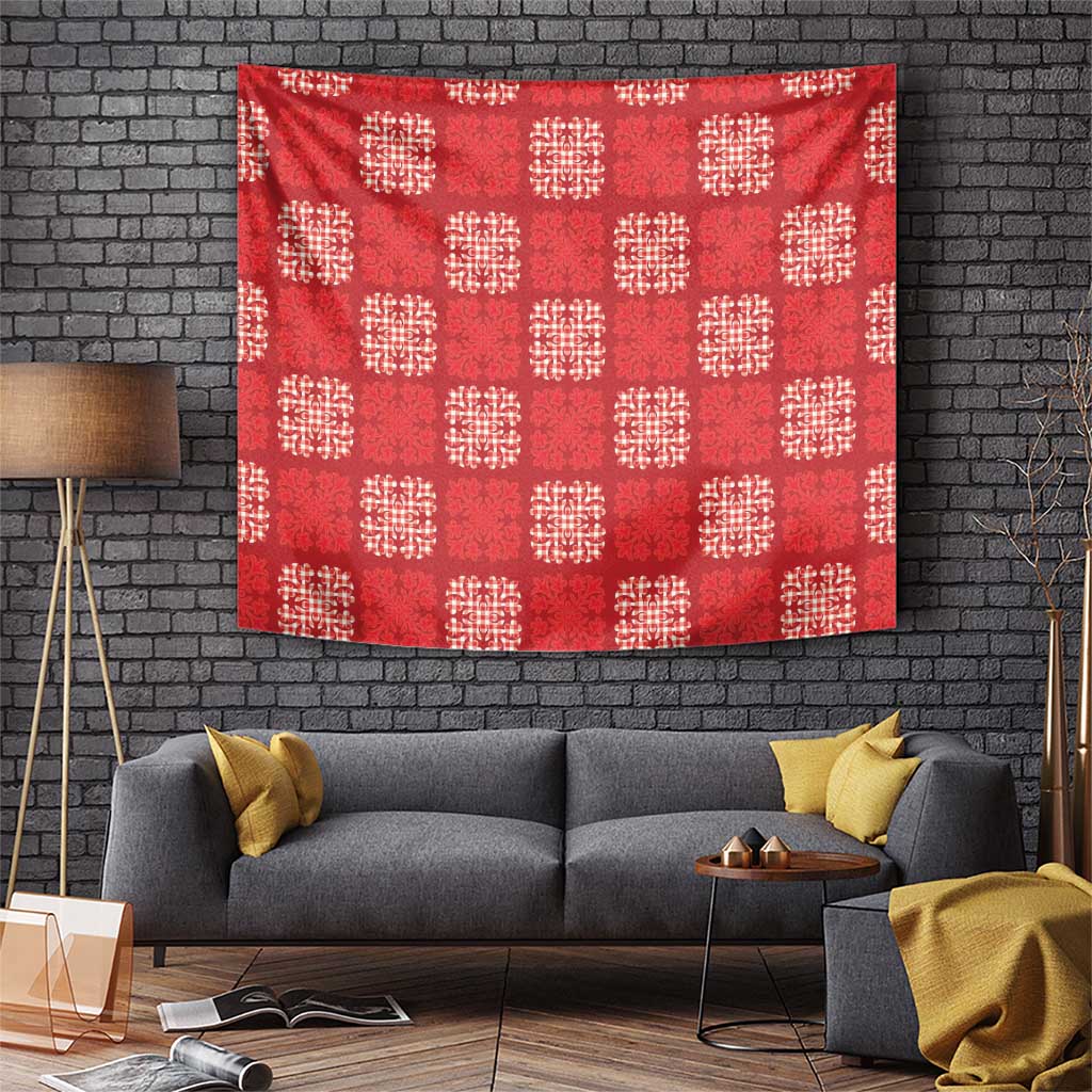Red Palaka Quilt Hawaii Tapestry Traditional Hawaii-plaid Pattern - Polynesian Pride