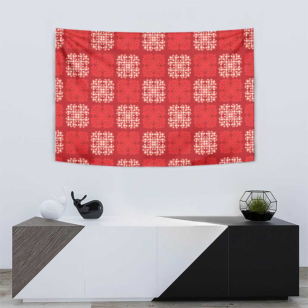 Red Palaka Quilt Hawaii Tapestry Traditional Hawaii-plaid Pattern - Polynesian Pride