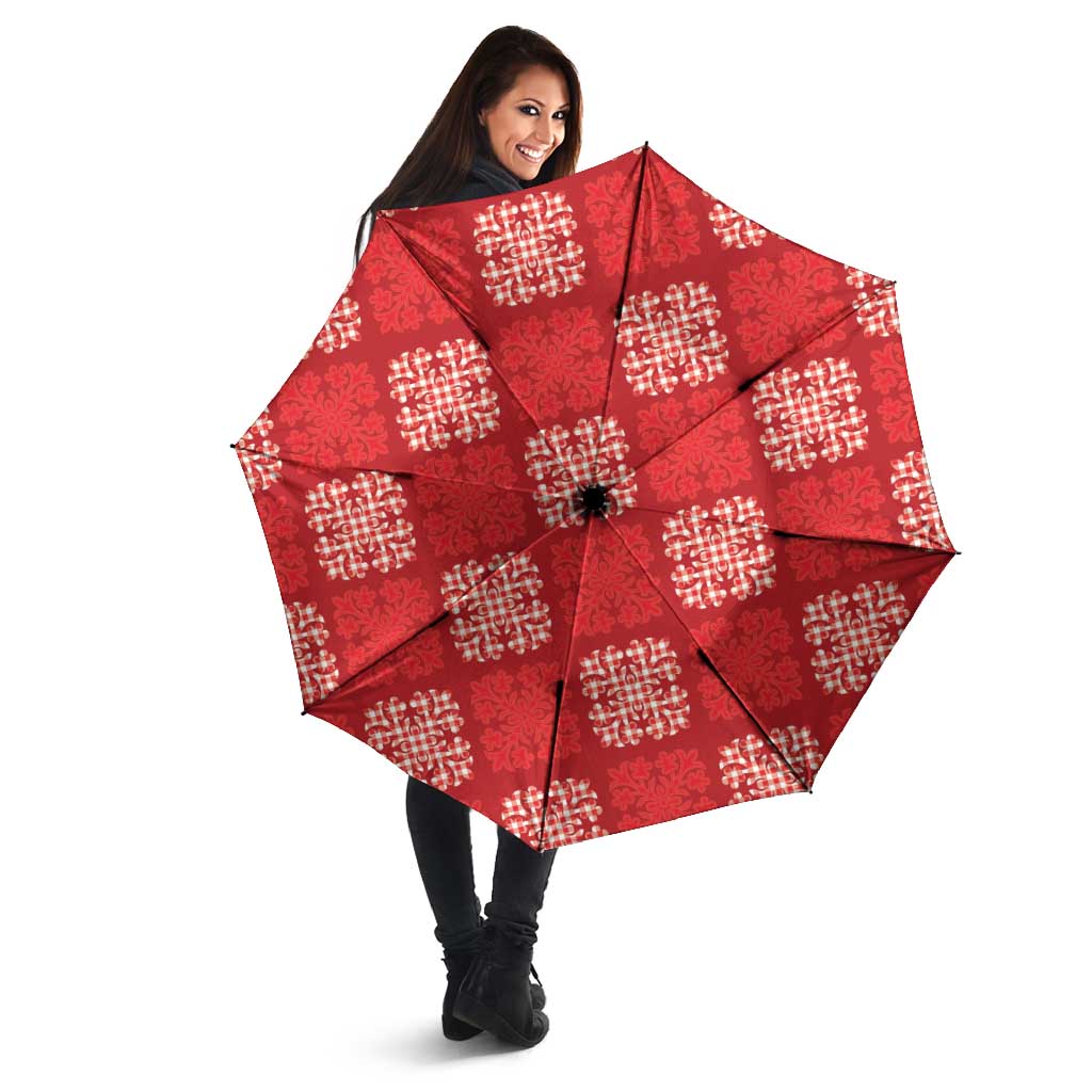 Red Palaka Quilt Hawaii Umbrella Traditional Hawaii-plaid Pattern - Polynesian Pride