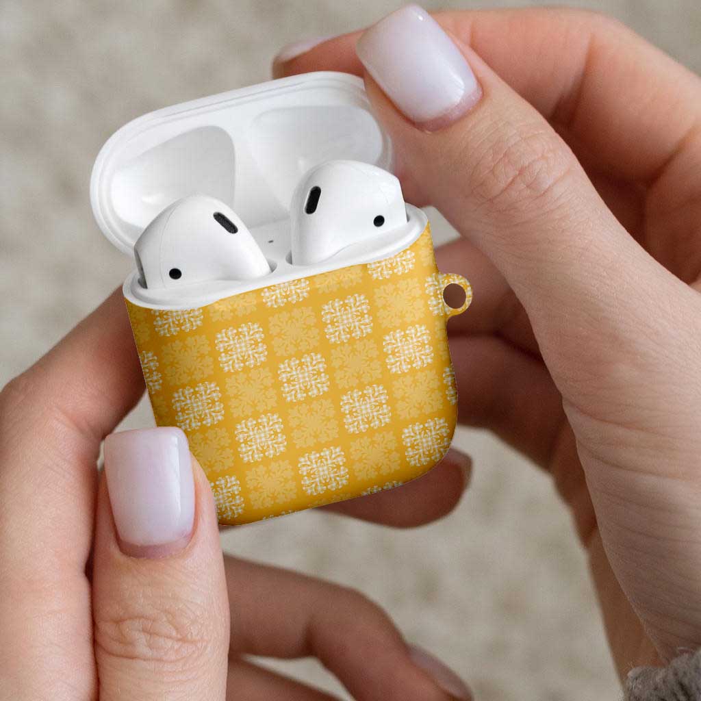Yellow Palaka Quilt Hawaii AirPods Case Traditional Hawaii-plaid Pattern - Polynesian Pride