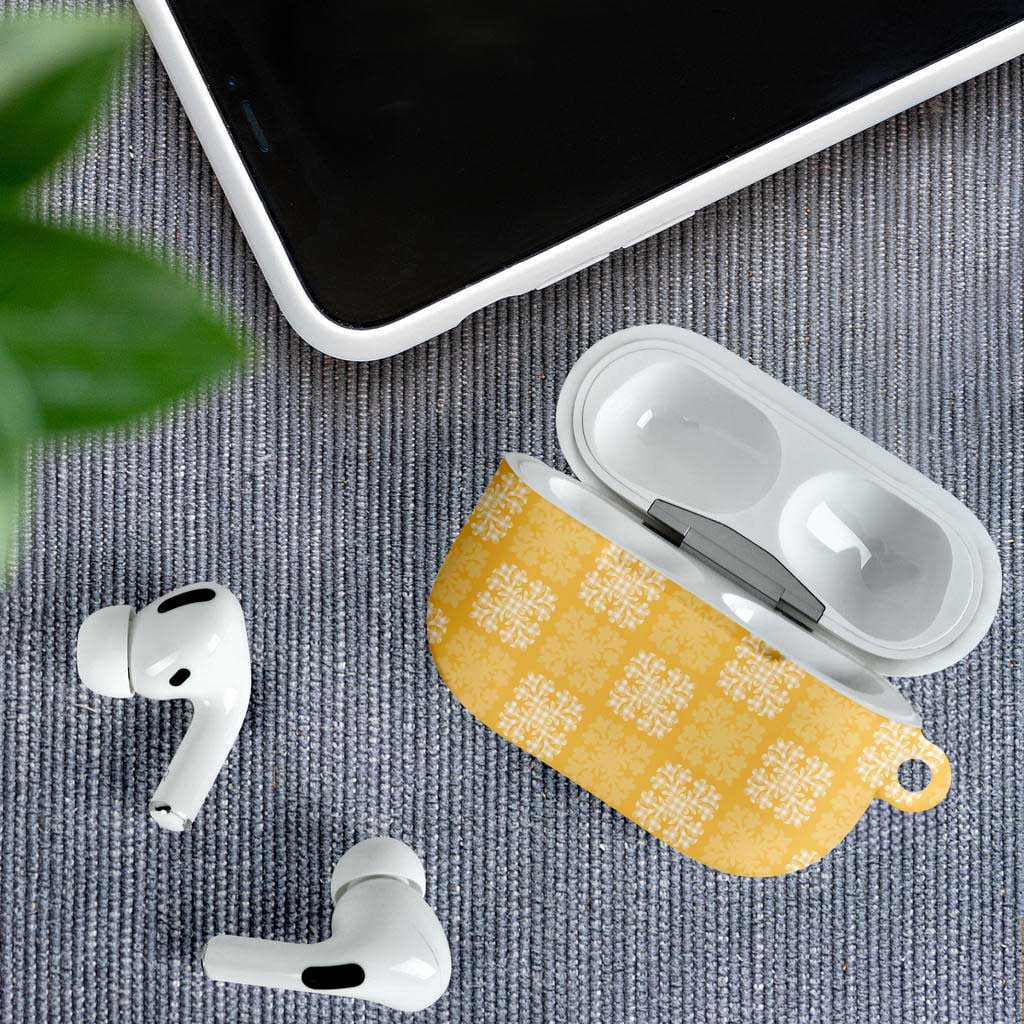 Yellow Palaka Quilt Hawaii AirPods Case Traditional Hawaii-plaid Pattern - Polynesian Pride