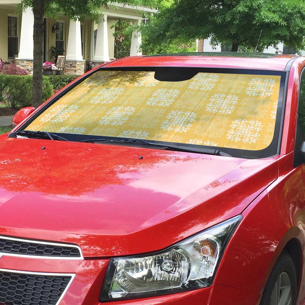 Yellow Palaka Quilt Hawaii Auto Sun Shade Traditional Hawaii-plaid Pattern - Polynesian Pride