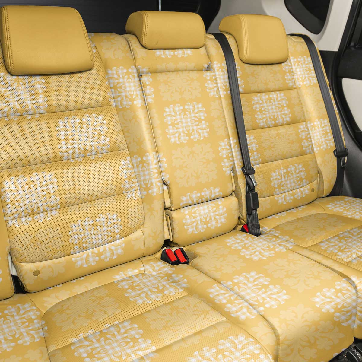 Yellow Palaka Quilt Hawaii Back Car Seat Cover Traditional Hawaii-plaid Pattern - Polynesian Pride